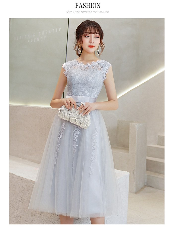 【即納】ドレス パーティードレス 二次会 ミモレ丈 刺繍入りエレガント 演奏会 ドレス 大きいサイズ　膝丈 結婚式 ワンピース パーティードレス お呼ばれ ミモレ丈ドレス ウェディングドレス 1.5次