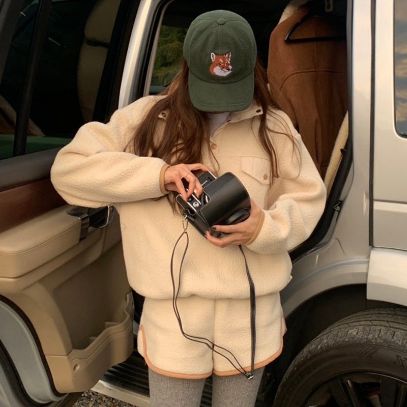 インスタ　人気韓国デザイン　レディースセットアップ　ボア　可愛いセットアップ