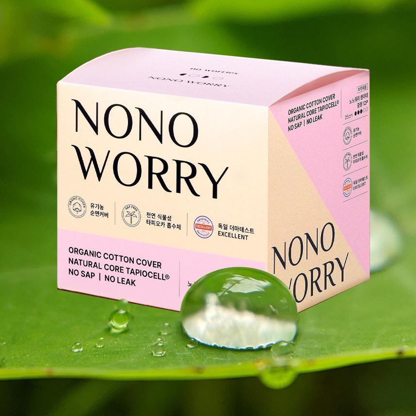 [NONO WORRY] オーガニックコットンカバー 生理用ナプキン 10パック混合セット(中型+大型) 脱臭力テスト完了, 天然植物性タピオカ吸収体_5