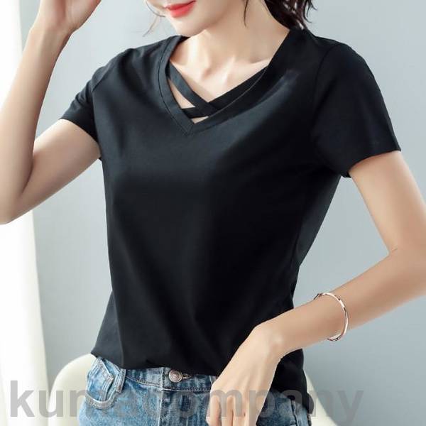 Tシャツ レディース 半袖tシャツ Vネック カラバリ 夏新作 ストレッチあり