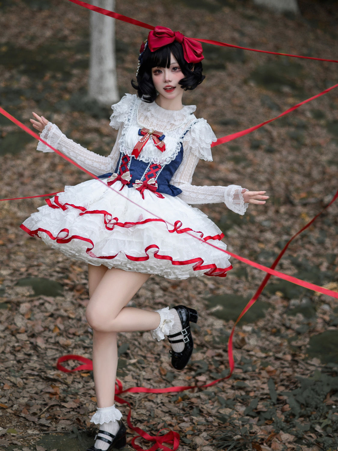 白糖ガールデザインロリータワンピース 甘くて可愛いjskサスペンダーワンピース 秋