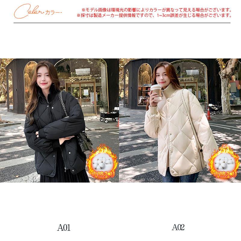 万能流行感 ダウンジャケット レディース 中綿ジャケット 冬服 ゆったり 立ち襟 中綿入り 暖かい 秋冬 保温 防寒 キルティングダウン ショートダウン 防風 軽量 通勤_3