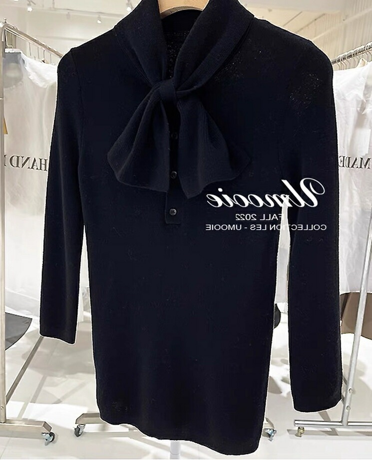 【急速出荷】秋 冬 ボウタイニットセーター 長袖 オフィス きれいめ カジュアル ストレッチ シンプル エレガント 20代 30代 40代 50代 女性 上品 着回し 重ね着 秋 冬 柔らかい インナ