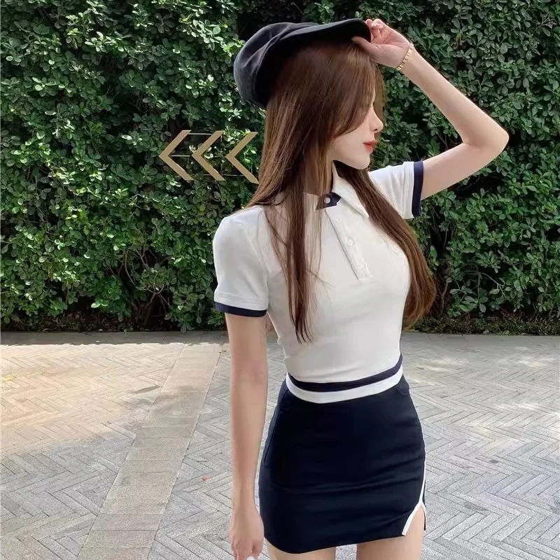 ゴルフウェア レディース スポーツウェア ゴルフスカート POLOシャツ Tシャツ 半袖 スカート 上下セット 白 ネイビー 春夏 速乾 女性 テニスウェア 韓国風 INS おしゃれ ゴルフウェア レディース スポーツウェア ゴルフスカート POLOシャツ Tシャツ 半袖 スカート 上下セット 白 ネイビー 春夏 速乾 女性 テニスウェア 韓国風 INS おしゃれ