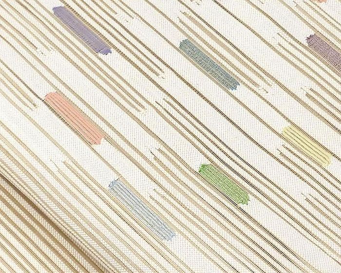 夏帯 名古屋帯 絽綴れ 正絹 新品 仕立て上がり アイボリー 幾何学 夏八寸帯 八寸 夏用 夏物 絽つづれ y5240_2