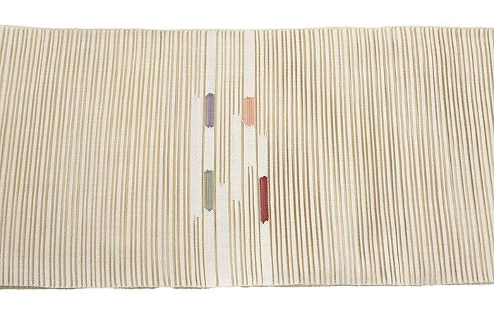 夏帯 名古屋帯 絽綴れ 正絹 新品 仕立て上がり アイボリー 幾何学 夏八寸帯 八寸 夏用 夏物 絽つづれ y5240_3