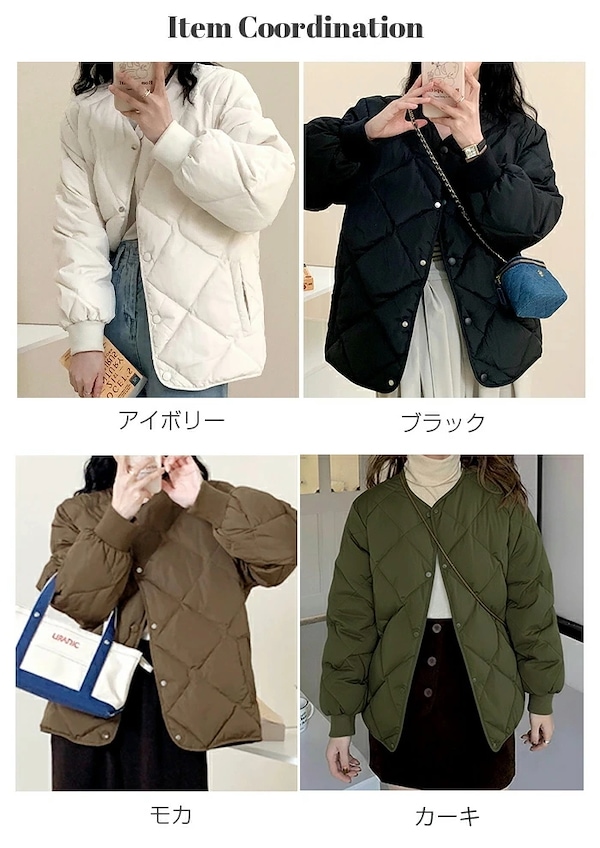 Qoo10 ダークエンジェル キルティングジャケット 無地 ミドル ポ