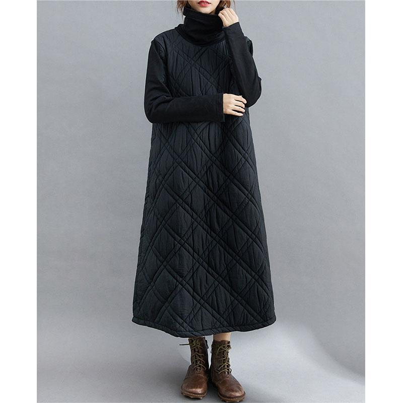 入庫キルティングワンピース秋切り替え長袖秋冬厚ロングワンピースハイネック軽量防寒タートルネックポッケト付きゆったりカジュアル 入庫キルティングワンピース秋切り替え長袖秋冬厚ロングワンピースハイネック軽量防寒タートルネックポッケト付きゆったりカジュアル
