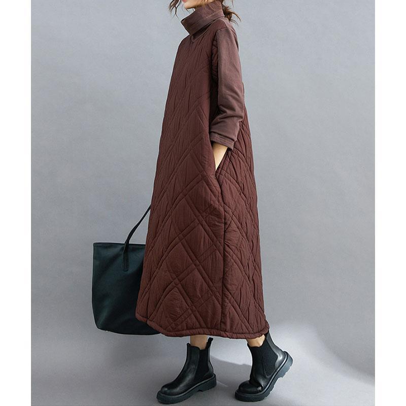 入庫キルティングワンピース秋切り替え長袖秋冬厚ロングワンピースハイネック軽量防寒タートルネックポッケト付きゆったりカジュアル 入庫キルティングワンピース秋切り替え長袖秋冬厚ロングワンピースハイネック軽量防寒タートルネックポッケト付きゆったりカジュアル