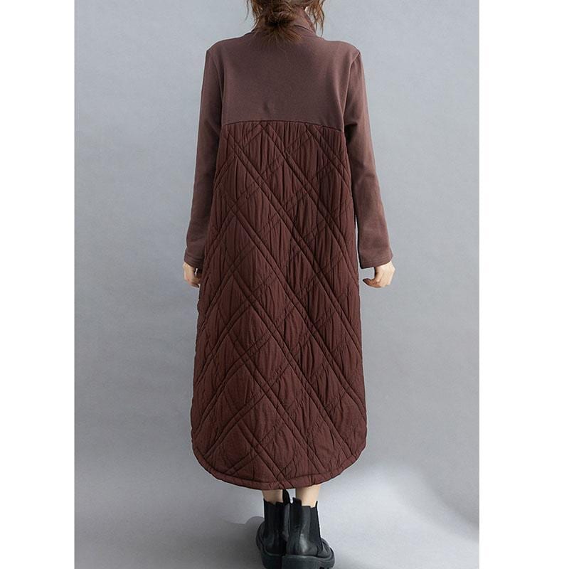 入庫キルティングワンピース秋切り替え長袖秋冬厚ロングワンピースハイネック軽量防寒タートルネックポッケト付きゆったりカジュアル 入庫キルティングワンピース秋切り替え長袖秋冬厚ロングワンピースハイネック軽量防寒タートルネックポッケト付きゆったりカジュアル