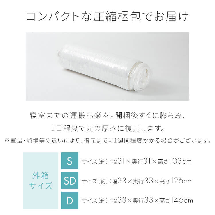 マットレス ポケットコイル 高密度コイル ダブル 体圧分散 圧縮梱包 超高密度ポケットコイルマットレスREGULAR D PC1104(R)_17