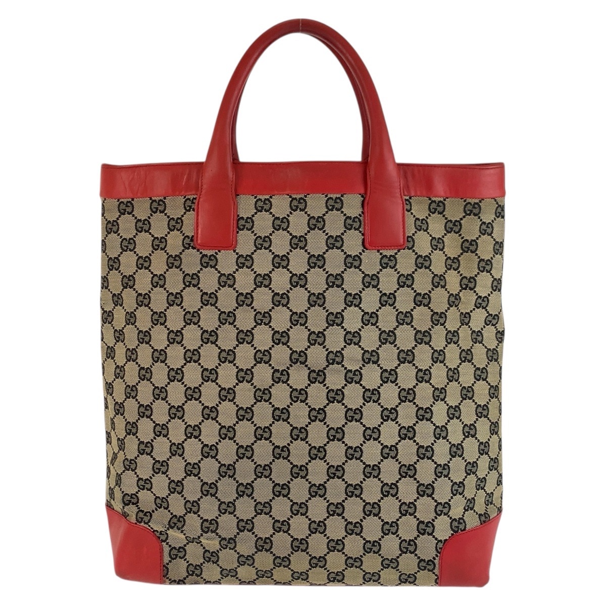 レッド ベージュ GGキャンバス/レザー 002 1121 トートバッグ ハンドバッグ レディース 504633