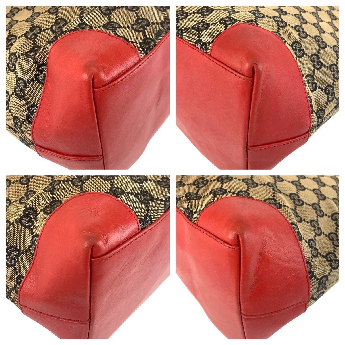 レッド ベージュ GGキャンバス/レザー 002 1121 トートバッグ ハンドバッグ レディース 504633