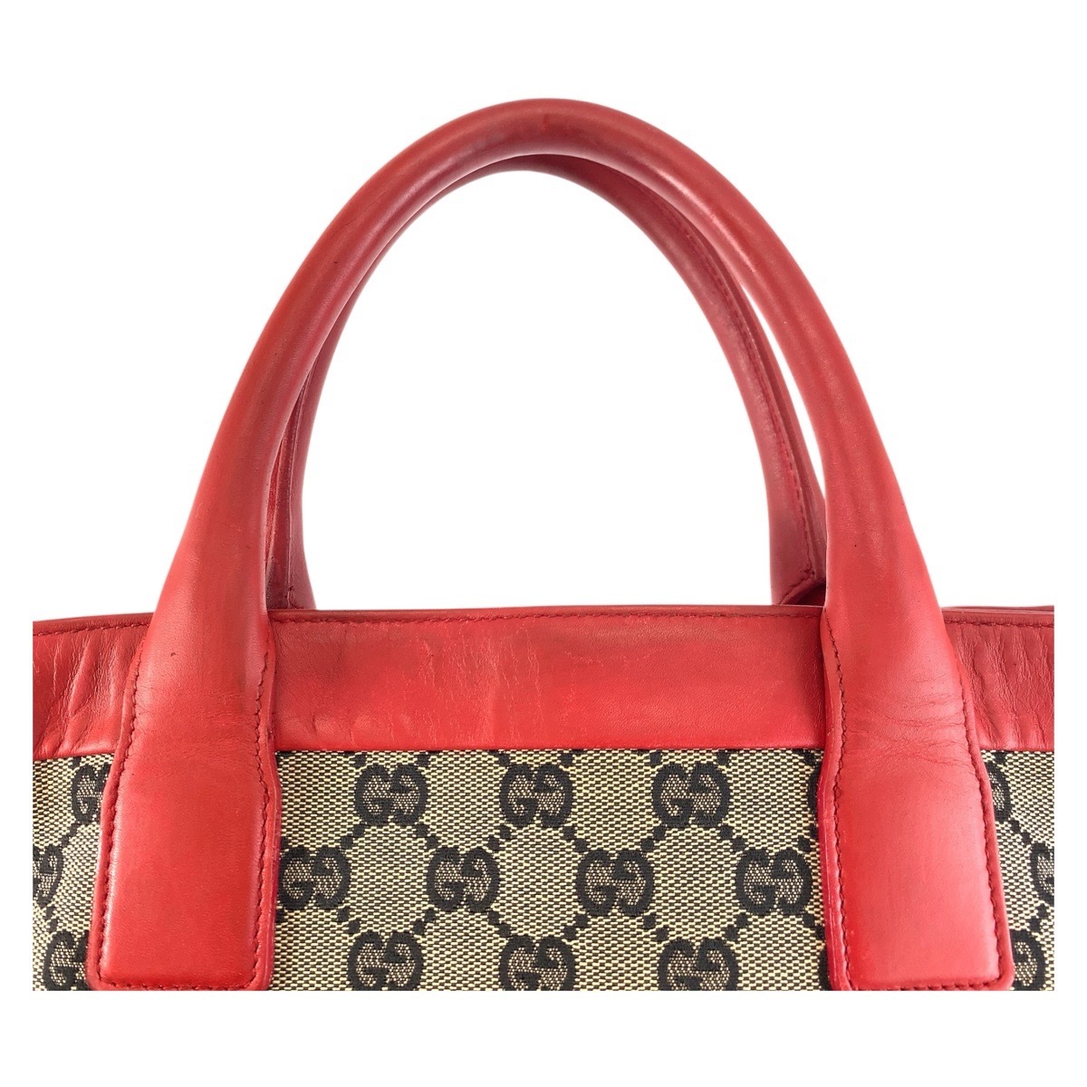 レッド ベージュ GGキャンバス/レザー 002 1121 トートバッグ ハンドバッグ レディース 504633