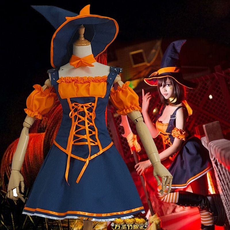 英雄連盟lol豹女奈徳丽コスプレ衣装ハロウィーン魅惑魔女7点セット特価_3
