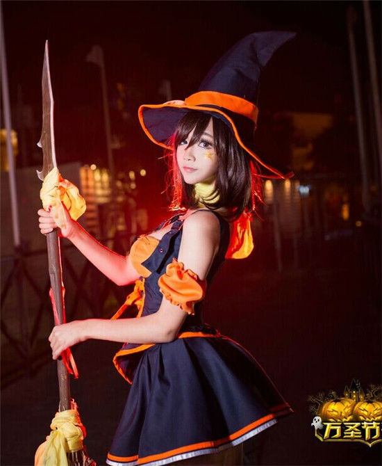 英雄連盟lol豹女奈徳丽コスプレ衣装ハロウィーン魅惑魔女7点セット特価_5