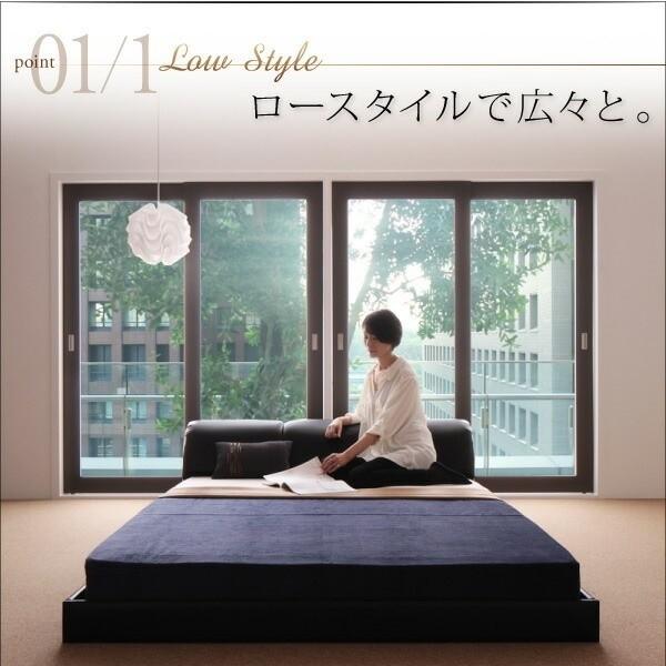 ボリュームヘッドボード セミダブルベッド スタンダードボンネルコイルマットレスセット フロア ローベッド オール合皮レザーフレーム