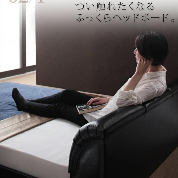 ボリュームヘッドボード セミダブルベッド スタンダードボンネルコイルマットレスセット フロア ローベッド オール合皮レザーフレーム