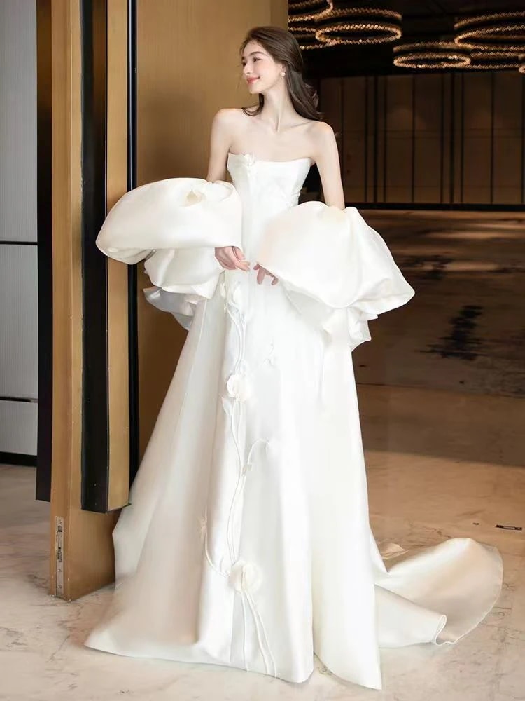 ウェディングドレス 新作 白 高級感 ロングワンピース 結婚式 花嫁 成人式 お呼ばれ ウェディング 演奏会 二次会 パーティードレス 前撮り ワンピース ロングドレス_5
