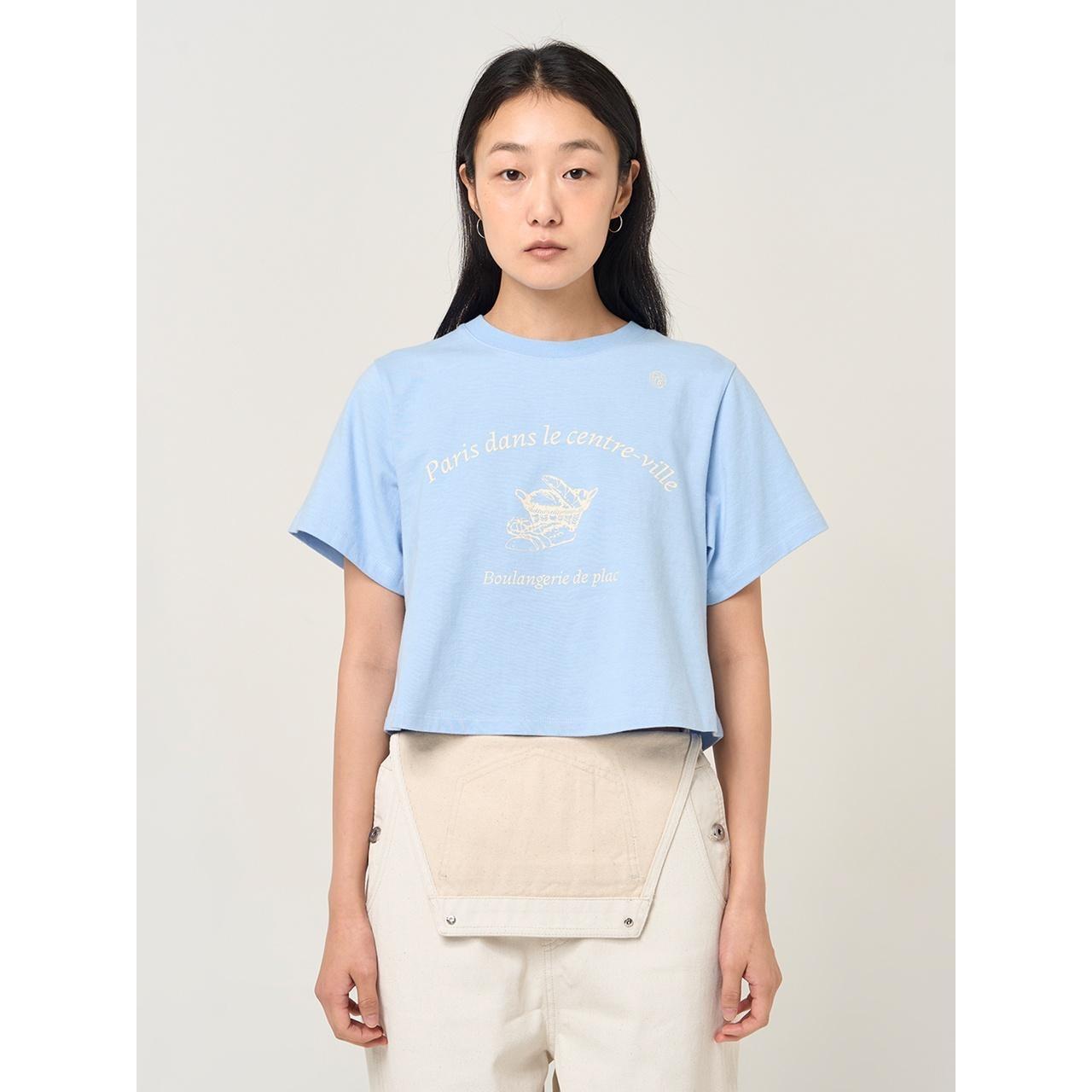【PLAC】 CROP SLIM FIT T-SHIRTS : LIGHT BLUE 【PLAC】 CROP SLIM FIT T-SHIRTS : LIGHT BLUE