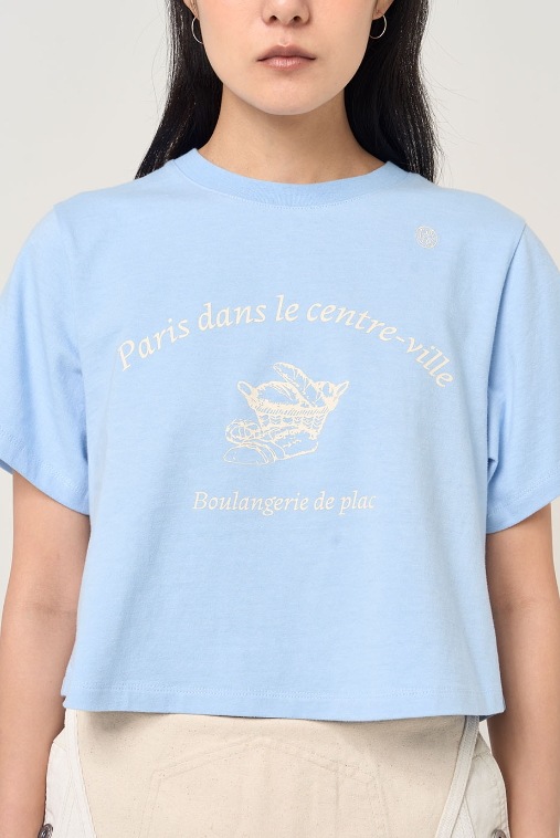 【PLAC】 CROP SLIM FIT T-SHIRTS : LIGHT BLUE 【PLAC】 CROP SLIM FIT T-SHIRTS : LIGHT BLUE
