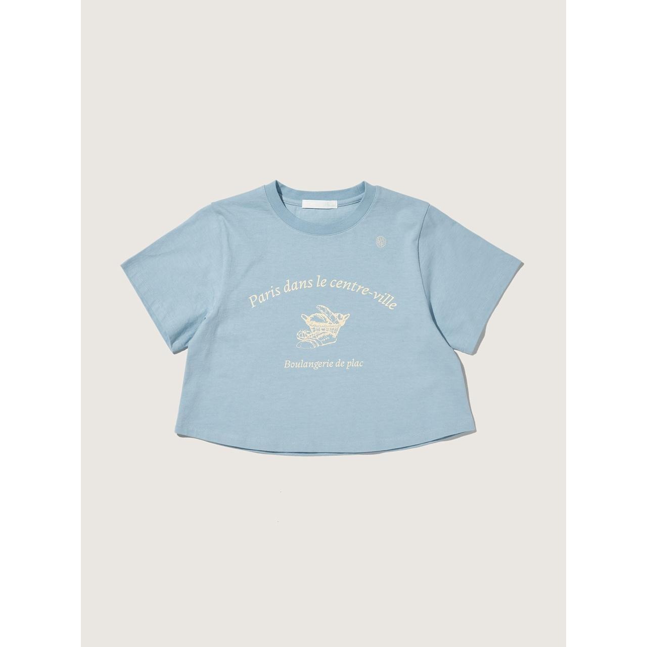 【PLAC】 CROP SLIM FIT T-SHIRTS : LIGHT BLUE 【PLAC】 CROP SLIM FIT T-SHIRTS : LIGHT BLUE