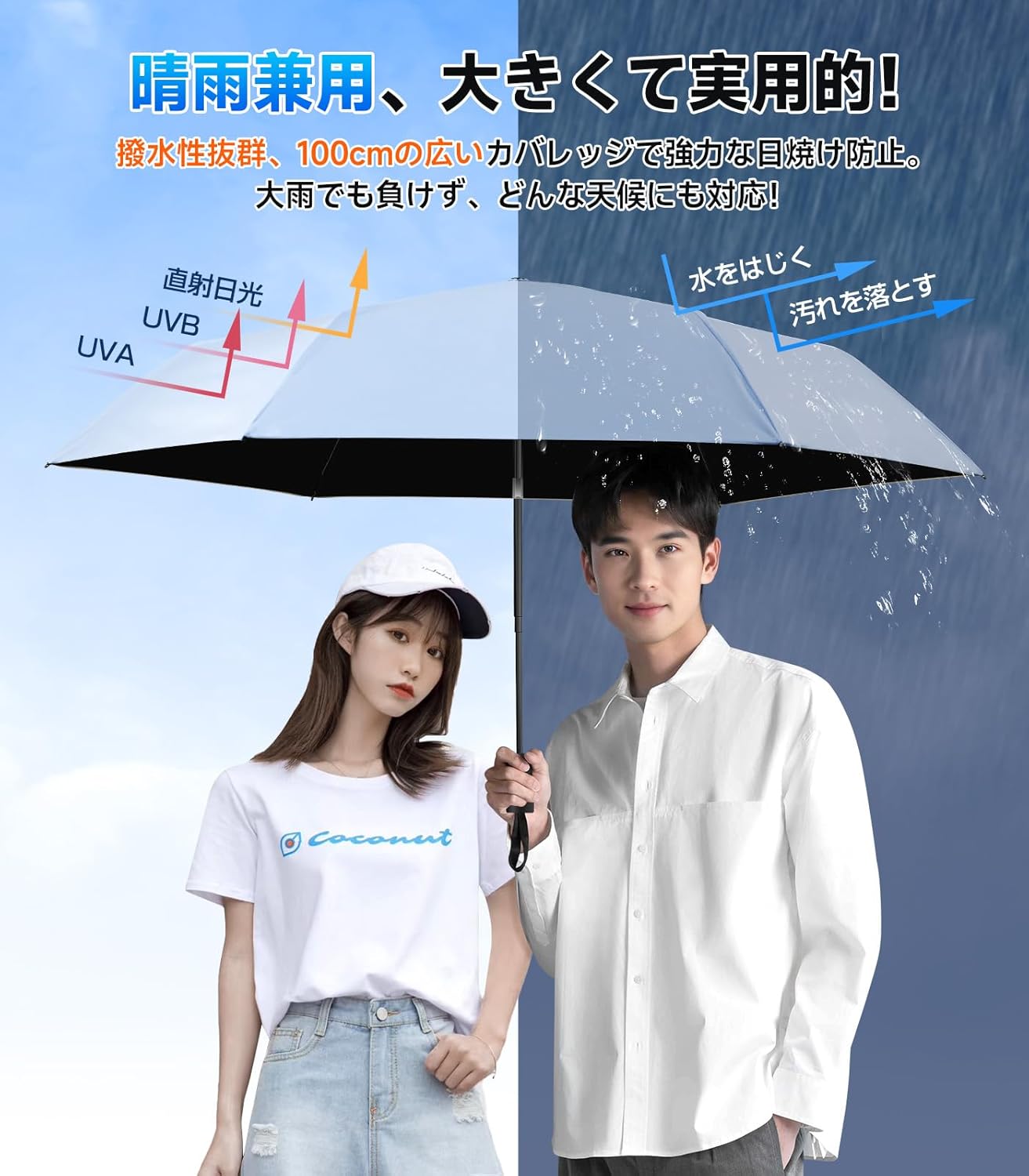 晴雨兼用折りたたみ日傘 段階収納 JIS認証 UVカット100% 自動開閉 耐風撥水 遮光 遮熱 超軽量 ポケット 丈夫 100cm大傘径 熱中症対策 日焼け止め 肌を守る メンズ/レディース/子供_6