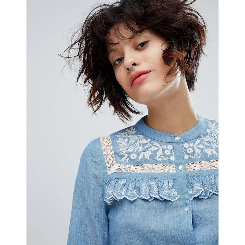 レオンアンドハーパー レディース トップス ブラウス・シャツ【Leon and Harper Chambray Shirt with Enbroidered Yoke】Blue レオンアンドハーパー レディース トップス ブラウス・シャツ【Leon and Harper Chambray Shirt with Enbroidered Yoke】Blue