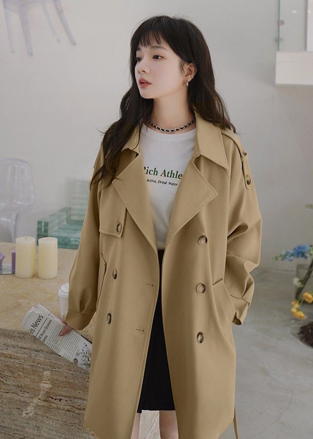 トレンチコート ショート レディース ショートコート 春 秋 アウター きれいめ カジュアル シンプル 大きいサイズ 通勤 春秋 スプリングコート コート 黒 ベージュ バレンタイン プレゼント