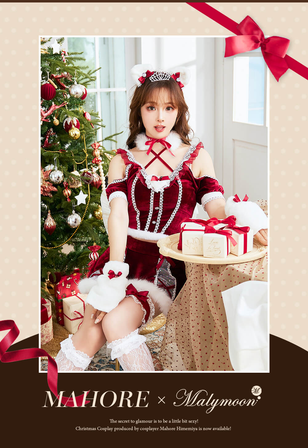 【即納】コスプレ クリスマス サンタ レースキャット プリンセス レース ベロア レッド 仮装 コスプレ 女性 レディース 一式 マリームーン【10046】
