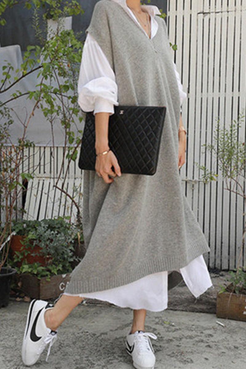 ワンピース 半袖 春 秋 冬 カジュアル ロング ニット ワンピ ロング丈 Vネック BIGシルエット ワイド 灰色 グレー ピンク ワンサイズ 大きめ ビッグサイズ ゆったり ゆる シンプル カジュ ワンピース 半袖 春 秋 冬 カジュアル ロング ニット ワンピ ロング丈 Vネック BIGシルエット ワイド 灰色 グレー ピンク ワンサイズ 大きめ ビッグサイズ ゆったり ゆる シンプル カジュ