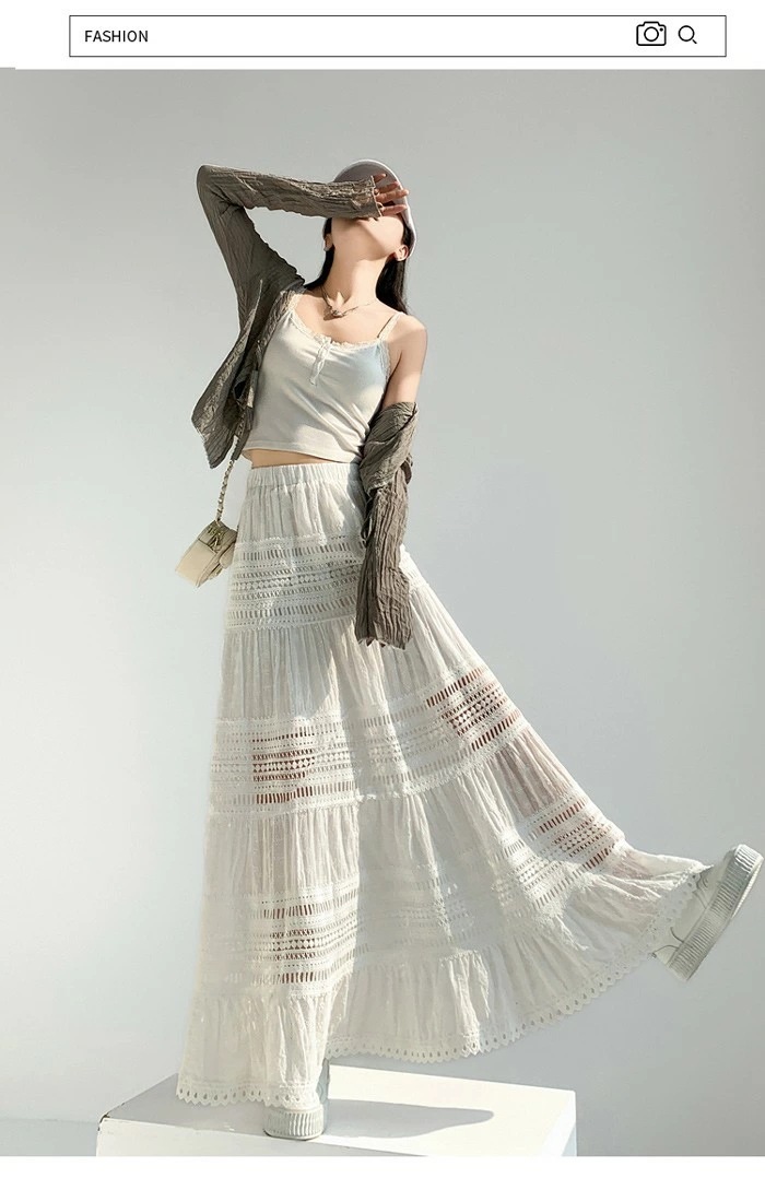 マキシ丈スカート 総レース Aライン 大人 カジュアル 春夏 透け感 きれいめ レディース 透かし編み 涼しい ゆったり ゴムウエスト リゾート ロングスカート 海 サマー ビーチ 20代 30代 4 マキシ丈スカート 総レース Aライン 大人 カジュアル 春夏 透け感 きれいめ レディース 透かし編み 涼しい ゆったり ゴムウエスト リゾート ロングスカート 海 サマー ビーチ 20代 30代 4