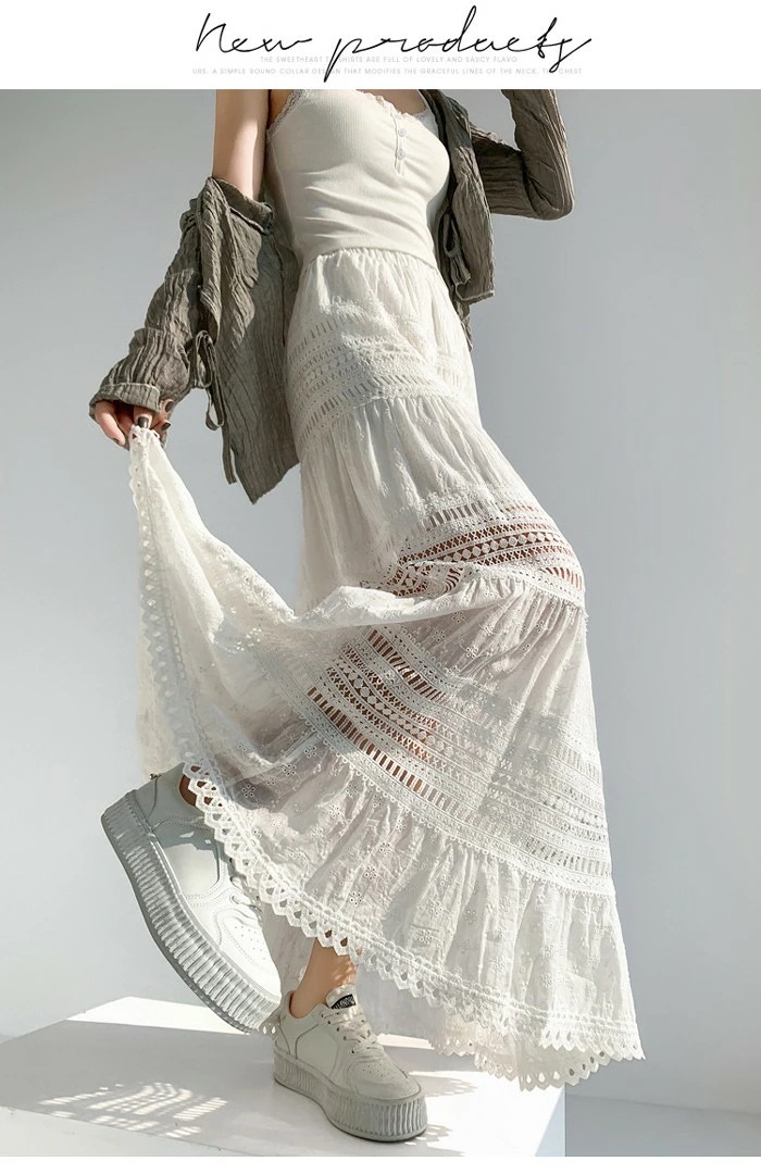 マキシ丈スカート 総レース Aライン 大人 カジュアル 春夏 透け感 きれいめ レディース 透かし編み 涼しい ゆったり ゴムウエスト リゾート ロングスカート 海 サマー ビーチ 20代 30代 4 マキシ丈スカート 総レース Aライン 大人 カジュアル 春夏 透け感 きれいめ レディース 透かし編み 涼しい ゆったり ゴムウエスト リゾート ロングスカート 海 サマー ビーチ 20代 30代 4