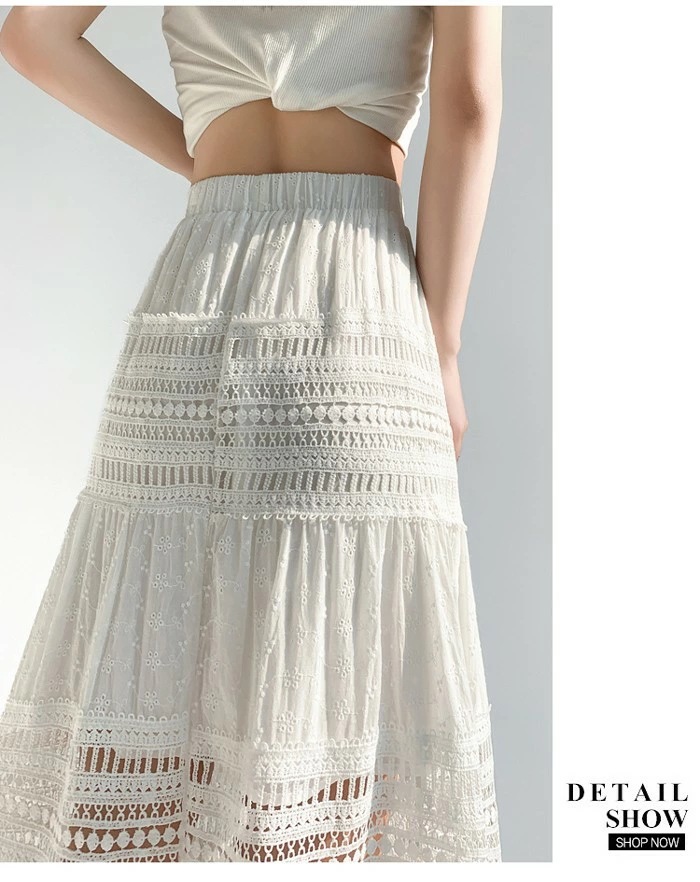 マキシ丈スカート 総レース Aライン 大人 カジュアル 春夏 透け感 きれいめ レディース 透かし編み 涼しい ゆったり ゴムウエスト リゾート ロングスカート 海 サマー ビーチ 20代 30代 4 マキシ丈スカート 総レース Aライン 大人 カジュアル 春夏 透け感 きれいめ レディース 透かし編み 涼しい ゆったり ゴムウエスト リゾート ロングスカート 海 サマー ビーチ 20代 30代 4