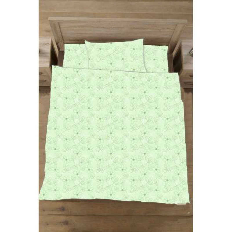 生毛工房　【掛ふとんカバー】綿ローン リーフ シングルロングサイズ(綿100%/150×230cm/グリーン)