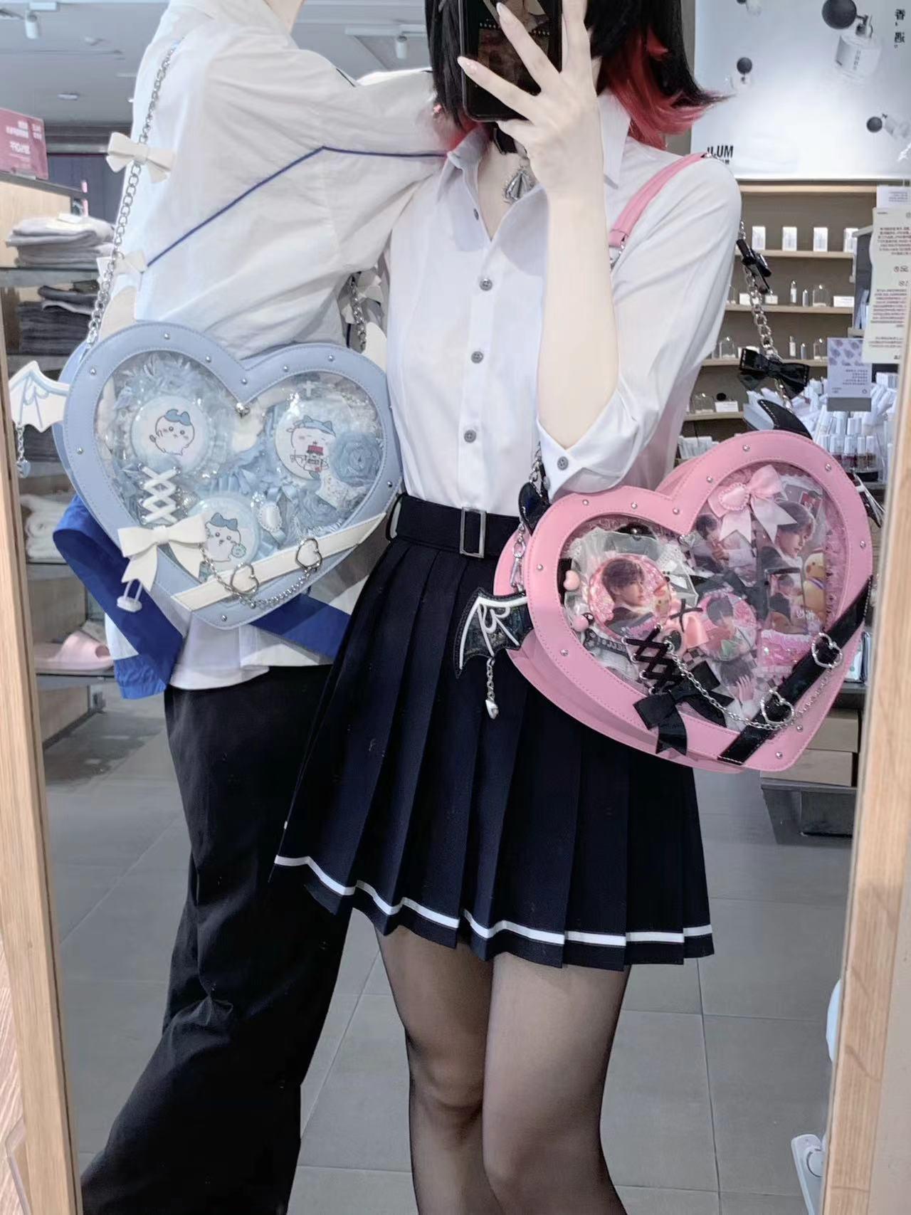 Love Litle Devil Pan Bag Bage-eatシングルショルダークロスボディバッグ水水色医療システムy2k Love Litle Devil Pan Bag Bage-eatシングルショルダークロスボディバッグ水水色医療システムy2k