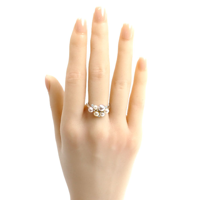 MIKIMOTO ミキモト K18WG ホワイトゴールド ペルリータ リング・指輪 パール約3.5-5.5mm ダイヤモンド0.05ct 11号 4.2g レディース 中古 美品 MIKIMOTO ミキモト K18WG ホワイトゴールド ペルリータ リング・指輪 パール約3.5-5.5mm ダイヤモンド0.05ct 11号 4.2g レディース 中古 美品