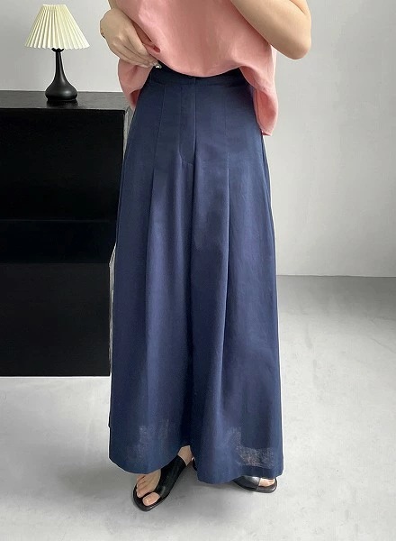 驚きの安さ麻ワンドパンツ　リネンタックフレアパンツ　ゆったりデザイン　バギーパンツ　ほっそり効果お出かけ女子会