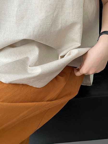 驚きの安さ麻ワンドパンツ　リネンタックフレアパンツ　ゆったりデザイン　バギーパンツ　ほっそり効果お出かけ女子会