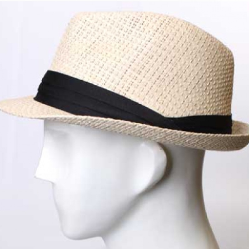 (Ninaspari) ピンタックツイストテープストローフェドーラカットハット (7SH140) (Ninaspari) ピンタックツイストテープストローフェドーラカットハット (7SH140)