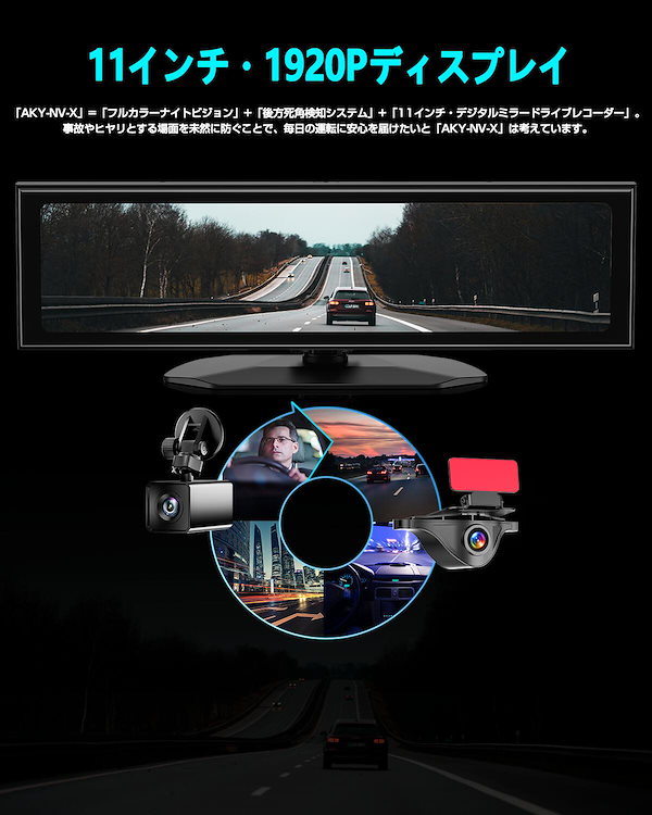 ルームミラー型ドライブレコーダーOD-M101 QUATTRO eye