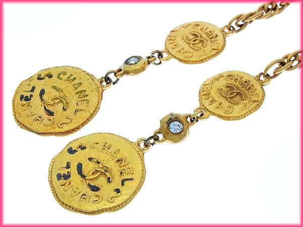 ネックレス アクセサリー ココマークコイン ヴィンテージ ゴールド クリア 中古