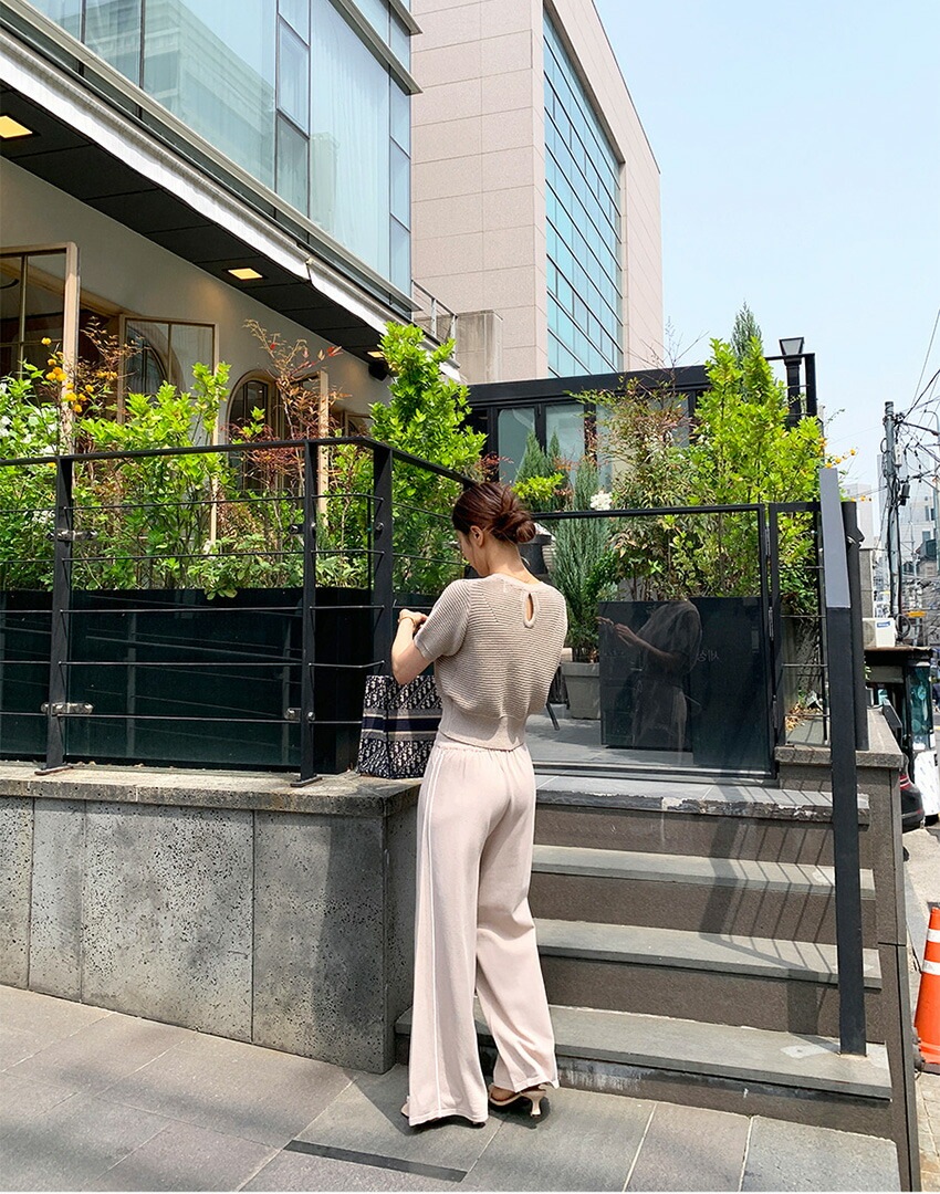 [メガ割りSALE]配色ドロストパイピングニットパンツ