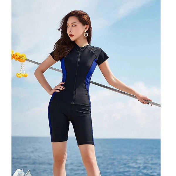 Qoo10] I水着 ズボン セパレート水着 半袖 フ