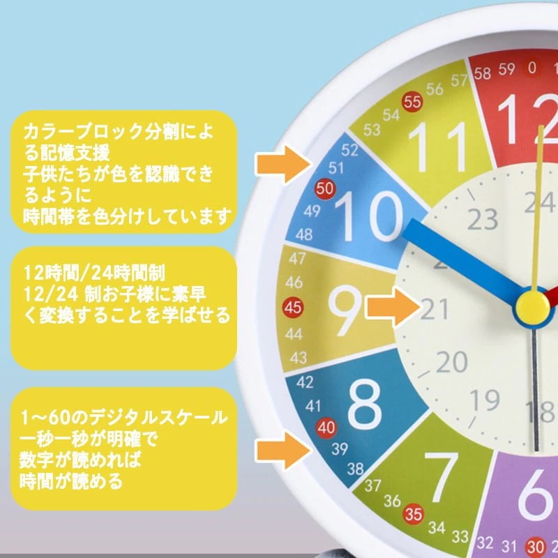 【超お得1つ買うと10個もらえる】急速出荷目覚まし時計 知育目覚まし時計 アラーム 子供 学生 寝室 かわいい おしゃれ 目覚まし時計 大音量 知育 アナログ ライト 置き時計 北欧 シンプル 静音
