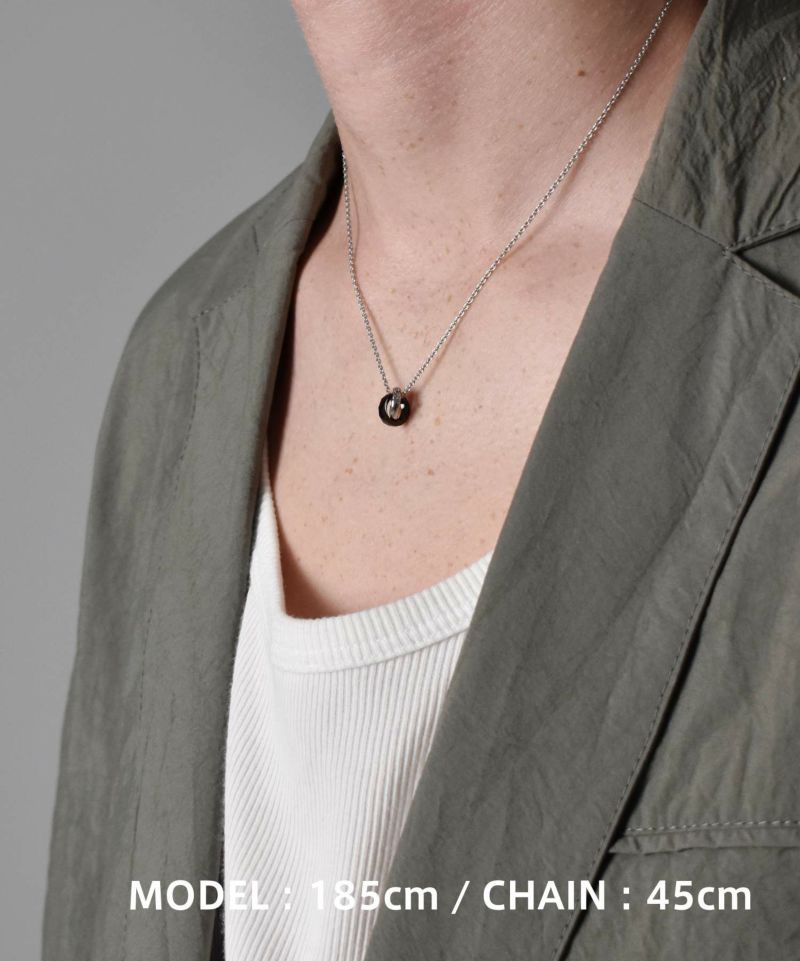 LH-1 スタッド ダブルリング ネックレス ブラック サージカルステンレス316L タングステン (金属アレルギー対応) 03NE007BBK ステンレ LH-1 スタッド ダブルリング ネックレス ブラック サージカルステンレス316L タングステン (金属アレルギー対応) 03NE007BBK ステンレ