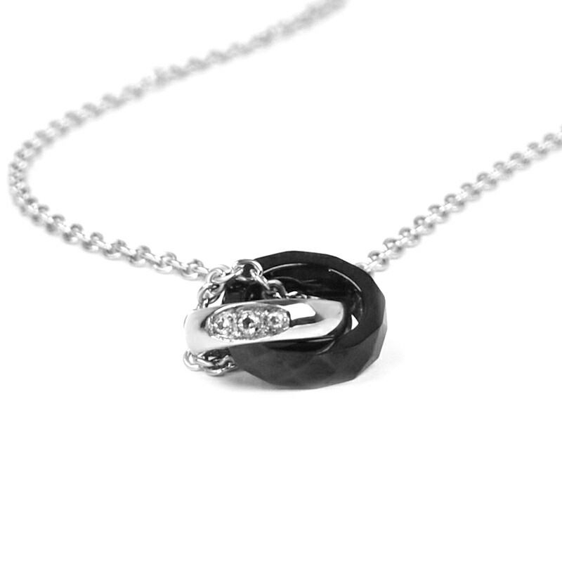 LH-1 スタッド ダブルリング ネックレス ブラック サージカルステンレス316L タングステン (金属アレルギー対応) 03NE007BBK ステンレ LH-1 スタッド ダブルリング ネックレス ブラック サージカルステンレス316L タングステン (金属アレルギー対応) 03NE007BBK ステンレ