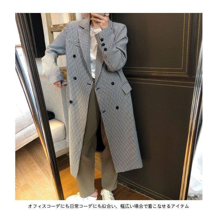 ロングコート レディース スーツコート 春秋 コート 千鳥柄 テーラード ロング アウター オフィス