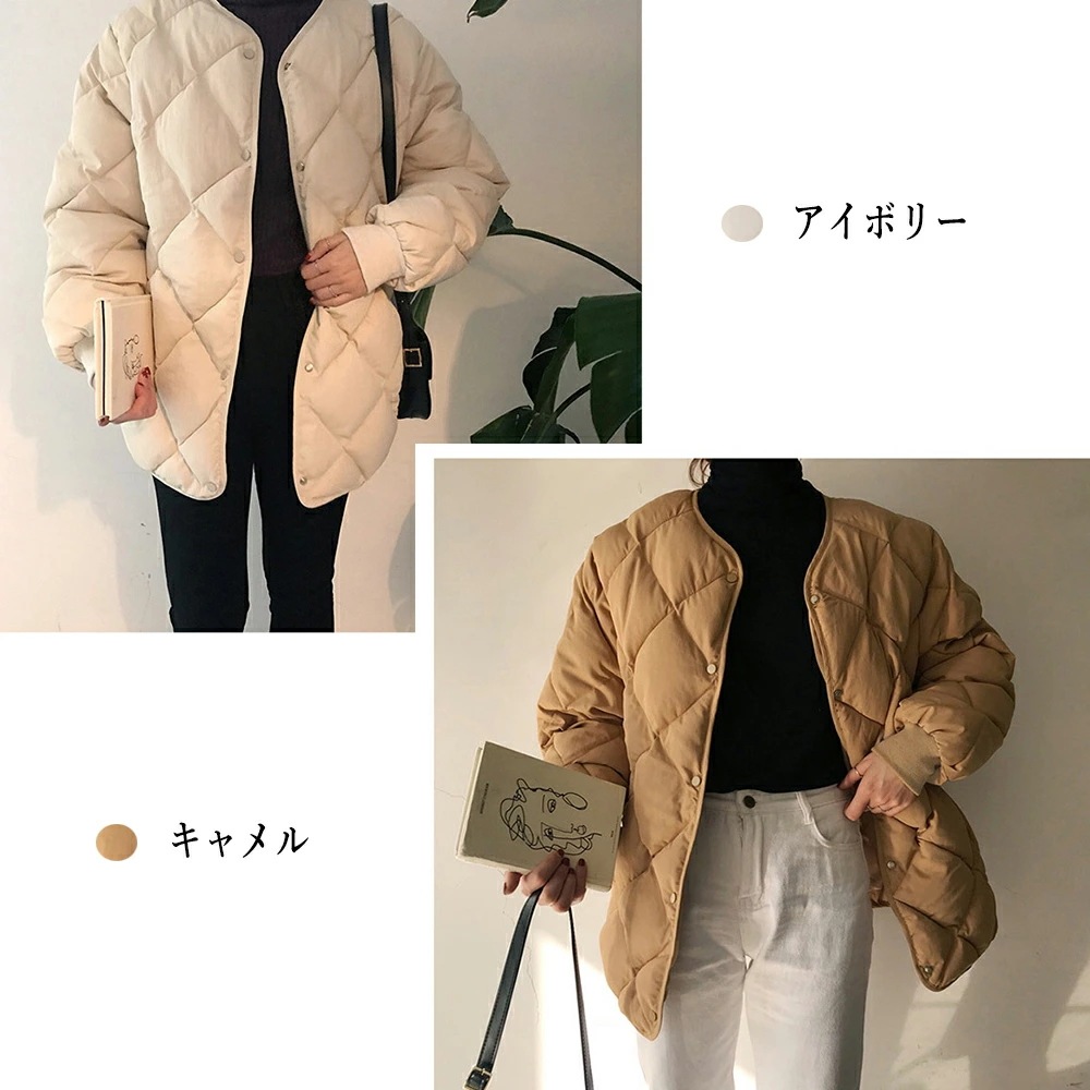 ◆秋冬 ノーカラー キルティングジャケット コート 韓国トレンド ◇秋冬 ノーカラー キルティングジャケット コート 韓国トレンド