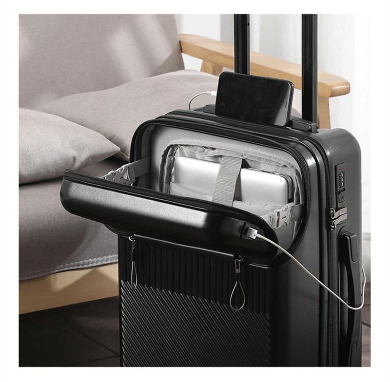 人気フロントオープン スーツケース USBポート付き LMサイズ 75L 機内持ち込み 多機能 大容量 前開き キャリーケース カップホルダー付き キャリーバッグ 40L 55L 65L 3-11日用